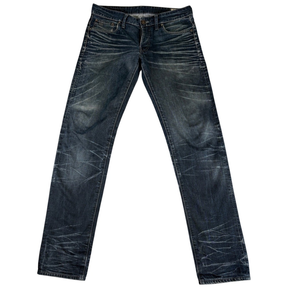 G-Star Raw 3301 Straight Leg Jeans Mens 35x34 Blue Denim Dark Washed Rugged